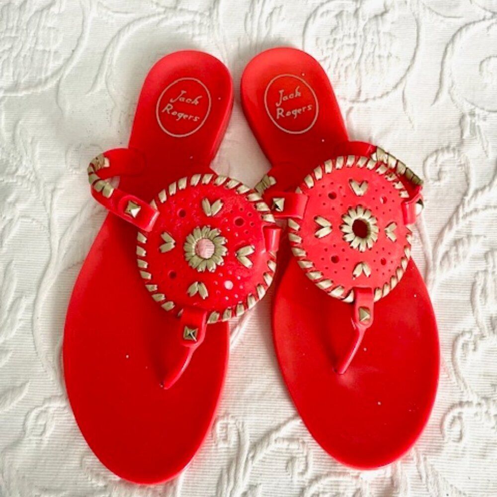 NWOT Jack Rogers Coral Pink Flat Flip Flop Jelly Sandals Size 8